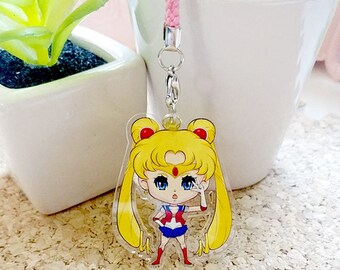 Sailor Moon 2" Clear Acrylic Charm - Sailor Moon Mars Mercury Venus Jupiter