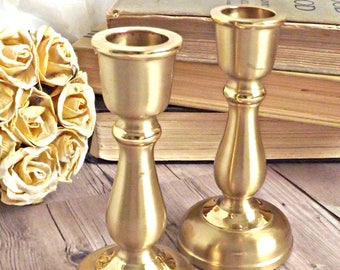 Brass Candlestick Holders, Partylite Brass, Retro Chic Brass Candle Holders, Brass Decor