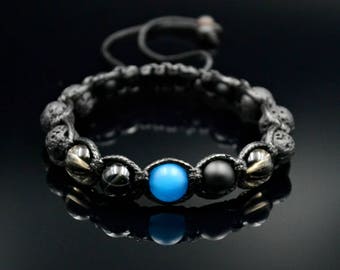 Men's Lava Stone Bracelet Shamballa Bracelet Beaded Bracelet Gemstone Bracelet Agate Bracelet Macrame Bracelet Gift for Men Stone Bracelet