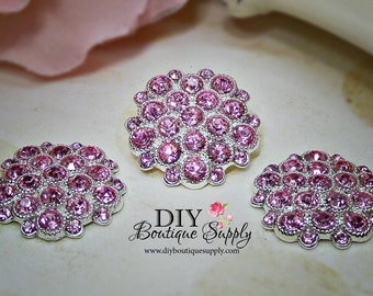 Rhinestone buttons PINK Crystal Rhinestone Flatback Crystal Metal Embellishment flower centers Scrapbooking 5pcs 25mm 442061