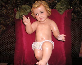 Vintage Awesome 14" Baby Jesus Creche Figure Nativity Statue Spanish Christ Child.
