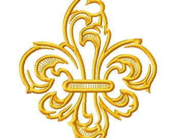 Fleur De Lis Gold fill Embroidery Design file 3 sizes Instant Download