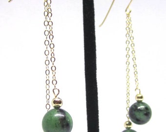 Mother's Day, Ruby earrings, 14k gold filled gemstone earrings, gemstone earrings, gold filled earrings, Ruby Zoisite earrings, ruby beads