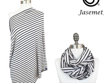 Nursing Cover Scarf, Breastfeeding Scarf, Nursing Scarf, Infinity Scarf, Breastfeeding Cover, StoneClassic Stripes, Nursing Poncho