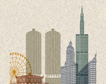 Chicago - Skyline - Print Poster - USA - Illinois