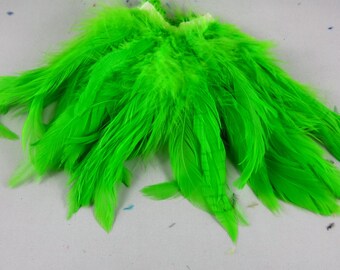 lime green feathers Strung Dyed 6 to 8 inches Schlappen craft feathers real feathers