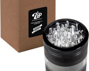 Large Herb Grinder - Mega Crusher - 2.5" Clear Top (Black)
