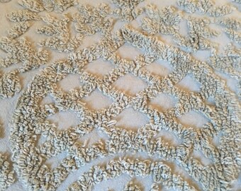 Vintage Moss Green Chenille Bedspread Cutter