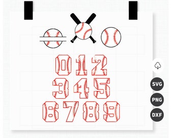 Baseball monogram and numbers SVG, PNG, DXF Files for your Cricut, Silhouette, Scrapbook, Clipart, Printable, Stencil, Vector, Cutting.