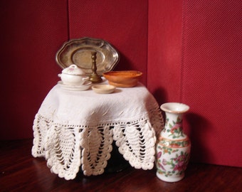 Dollhouse Housewares Tray Candlestick Bowls Vase