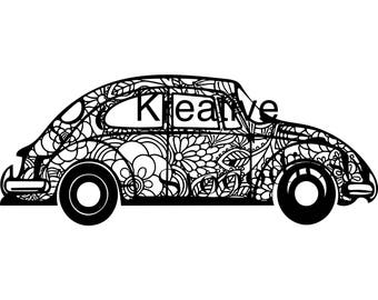 Volkswagen bug zentangle