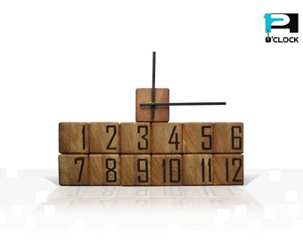 Modern wall clock. Finest quality materials - oak/natural color.