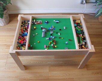 Activity table, Building blocks table, kids table, building bricks table, compatible with Lego table and duplo bricks Table with storage
