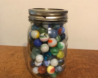 Marbles In Old Ball Fruit Vegetable Jar Vintage Colorful Collection Home Decor Childrens Marble Game lcww