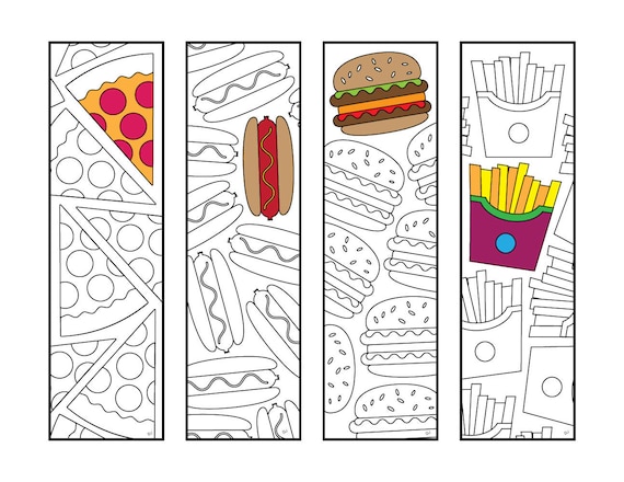 Download Fast Food Bookmarks PDF Zentangle Coloring Page