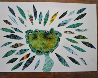 Mixed Media and Collage (green) Artwork