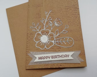 Grußkarte - Happy Birthday - hand gearbeitet