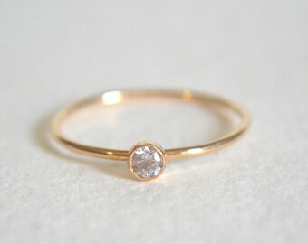 Gold CZ Ring, Gold Filled CZ Ring, CZ Ring Gold, Gold Stacking Ring, Stackable Ring, Dainty Ring, Delicate Ring