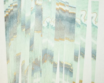 Pre Cut Paper Bead Strips, Craft Supplies Paper Bead Supplies Marbled Green with Gold