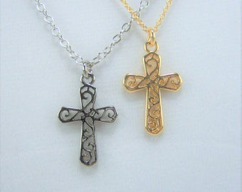 N369, Cross, Scroll, Necklace