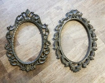 Two Ornate Oval Italian Brass Frames