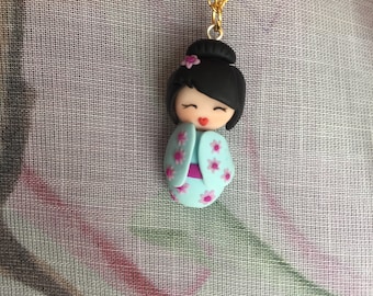 kawaii kokeshi doll necklace