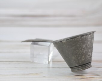 Antique Tin Kitchen Funnel NESCO Tin Funnel Primitive Kitchen 1 Cup