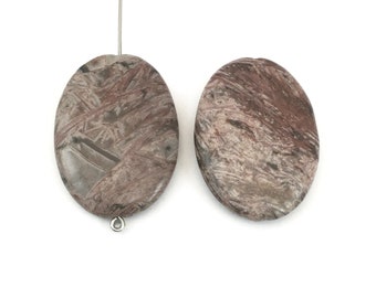 2 red giraffe jasper stone beads,25mm x 35 mm / #PP 079-3