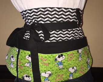 Snoopy Black, White, and Green Half Waist Pocket Apron