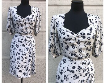 80s Does 40s Silk Dress - Size S/M
