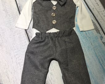 Baby suit - newborn suit - infant suit - baby vest - 3 piece suit - baby boy vest - newborn baby outfit - tweed suit - tweed vest