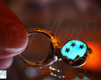 Poison Ring / Moon Stars Ring / GLOW in the DARK / Glow Poison Ring / Sterling Silver Ring /