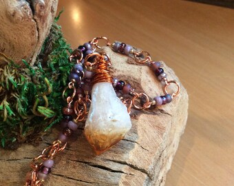 Citrine Crystal Pendant Necklace