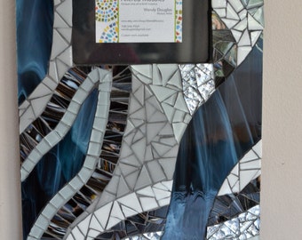 Black, White and Blue Mosaic Picture Frame