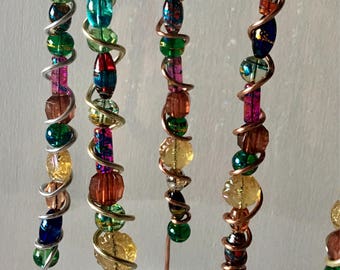 Large Beaded Garden Stake. Garden Decor. Summer Decor. Floral Arragements. Fairy Gardens. Fairy Accessories. Mini Gardens. Terrariums. Beads