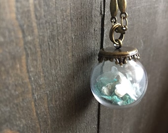Turquoise and Mica Glass Terrarium Necklace