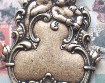 Brass Angel Plaque, Brass Ox, Brass Stampings, Jewelry Making, Made in the USA Supplies by Calliopes Attic