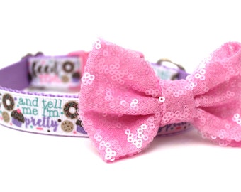 Dog Collar Bow Add-On Pink Sparkle Bow for Dogs