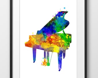 Piano Print, Piano Watercolor Print, Music Wall Art, Music Poster, Music Instrument Poster, Piano Art (A0261)