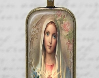 Religious Catholic Pendant Virgin Mary Immaculate Heart Necklace