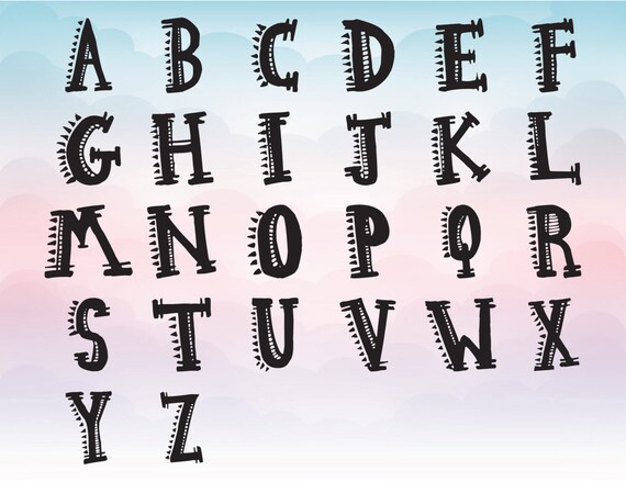 Aztec font SVG Full alphabet download file Monogram letter