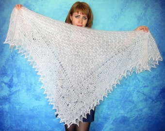 Hand knitted shawl,White shawl,Russian shawl,Wedding shawl,Bridal cover up,Lace shawl,Goat down shawl,Wool wrap,Fur stole,Kerchief,Throw