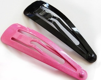 24pcs.. 50mm Pearly Hair Snap Clip in Pink and Black