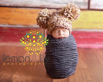 Puffy Pom Baby Girl Crochet Hat Newborn Crochet Photography Prop