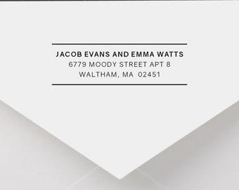 Personalized Return Address Stamp - Modern Address Stamp, Self-Inking Return Address Stamp, Wood Address Stamp, Custom Stamp Style No. 47