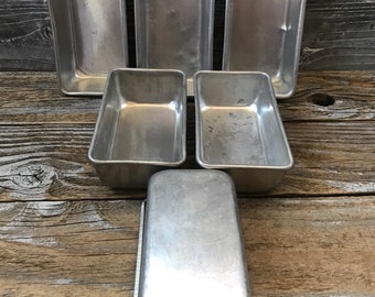 6 Vintage Metal Mini Loaf Baking Pans