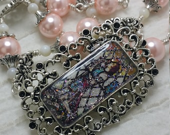 St Joan of Arc Chaplet, Maid of Orleans, Pearl Rosary, Patroness of Matyrs and victims, Embellished unbreakable Rosary, Unbreakable rosary