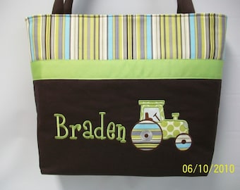 Appliqued TRACTOR Diaper bag AMY BUTLeR Personalized FREE