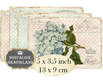 Hydrangea Shabby Chic Hortensia French Flowers Fleurs Decoupage printable digital collage sheet download P172