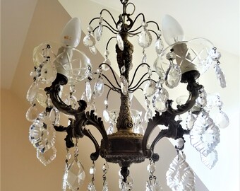 Antique chandelier Crystal mid century 5 light - gloss Venetian/illuminati10